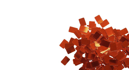 Reddish metallic confetti squares for New Year celebration on a transparent background PNG image