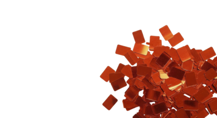 Reddish metallic confetti squares for New Year celebration on a transparent background PNG image