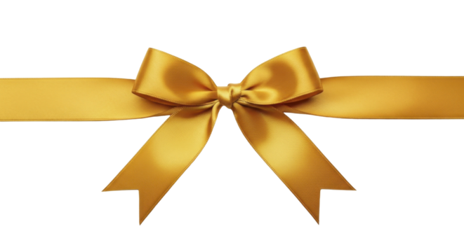 New Year Celebration Golden Gift Ribbon Bow on a transparent background, PNG image, PNG file