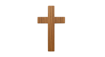  Simple Upright Wooden Cross Religious Symbol with Natural Grain on a Transparent Background PNG Image PNG File