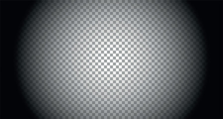 Round black shadow with overlay effect. Vector fade gradient vignette isolated on transparent backdrop