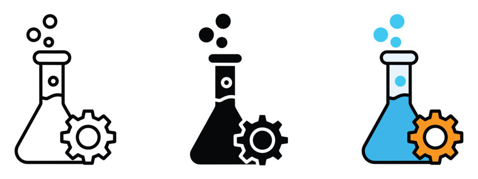 Bioengineering icon vector. innovation, research, and development, laboratory test, chemical reaction, and mechanical engineering processes symbol. vector illustration.
