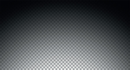 Black gradient transparent background fade overlay in top to bottom half circle shape. Vector shadow effect with curved gradation from dark to clear