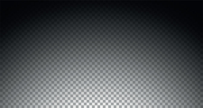 Black gradient transparent background fade overlay in top to bottom half circle shape. Vector shadow effect with curved gradation from dark to clear