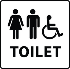 Accessible public toilet sign for all genders, universal design