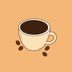 cup of coffee with beans