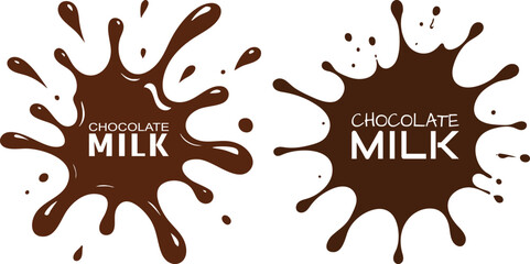Dark brown chocolate milk splashes and splatters create a delicious and inviting visual texture with text