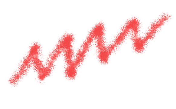 Red zigzag line, hand drawn with crayon style