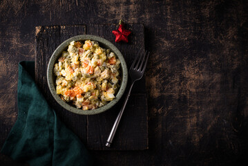 Traditional russian New Year salad Olivier
