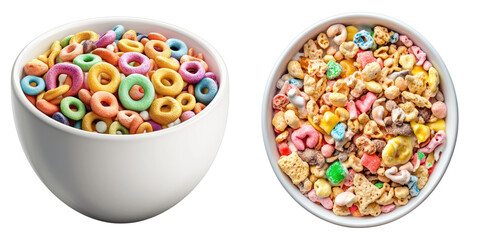 A vibrant and colorful breakfast cereal in a white bowl