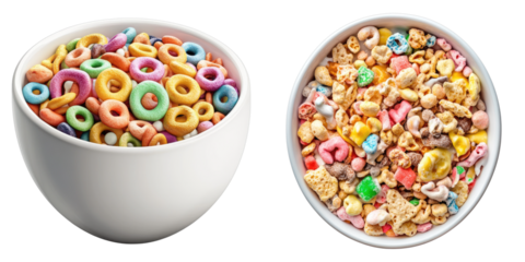 A vibrant and colorful breakfast cereal in a white bowl