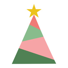 Minimalist Christmas Tree Vector with Star: Modern Geometric Holiday Decoration