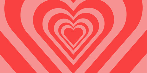 Retro concentric heart pattern in orange tones. Vintage geometric background for Valentine&rsquo;s Day, love posters, wallpapers, and romantic graphic design projects.