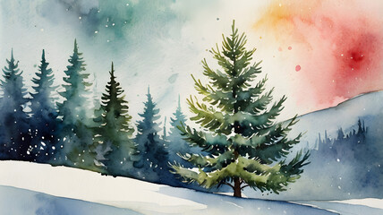 christmas tree in the snow