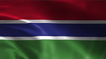 waving national flag of gambia with red blue green stripes symbolizing unity peace and national pride