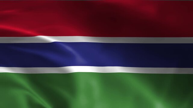 waving national flag of gambia with red blue green stripes symbolizing unity peace and national pride