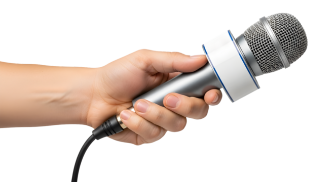 Hand Holding News Microphone
