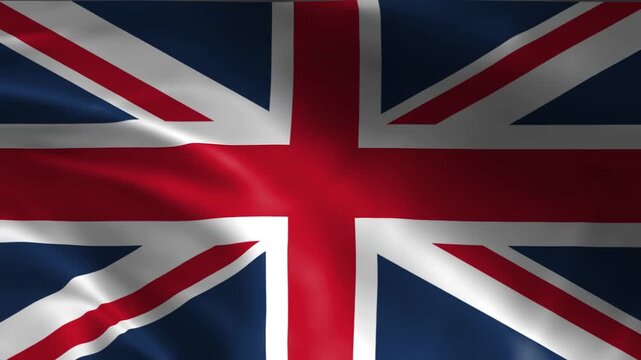 waving united kingdom national flag close up view of realistic union jack symbol with detailed fabric texture