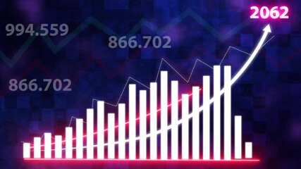 Business graph growth idea in allusive graph chart showing marketing sales Profit increasing Excellent financial status of corporate Business rise up idea. 2062 new year business background