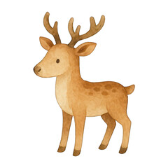 PNG Cute watercolor deer illustration.
