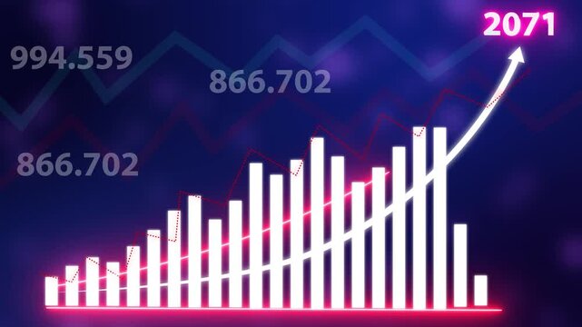 Business graph growth idea in allusive graph chart showing marketing sales Profit increasing Excellent financial status of corporate Business rise up idea. 2071 new year business background