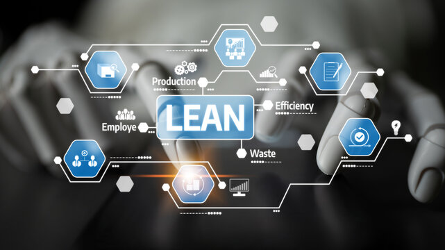 This image illustrates key lean principles showcasing efficiency, production, and waste reduction in modern business process management, promoting organizational excellence. Tessel