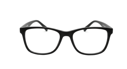Black Rectangular Frame Eyeglasses, Clear Lenses spectacles, isolated on white or transparent background, AI