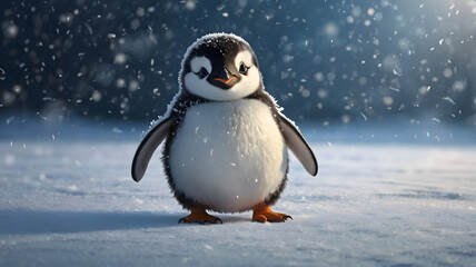 penguin on snow