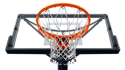 Close-up of a basketball hoop with net against a clear sky