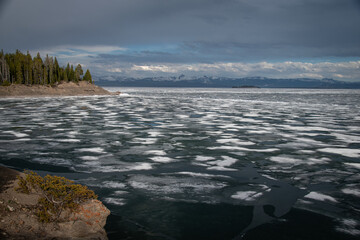Spring time ice break up on Yellowstone Lake, Yellowstone National Park