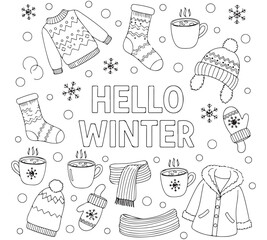 Winter Magic Coloring Book pages for adults and kids 