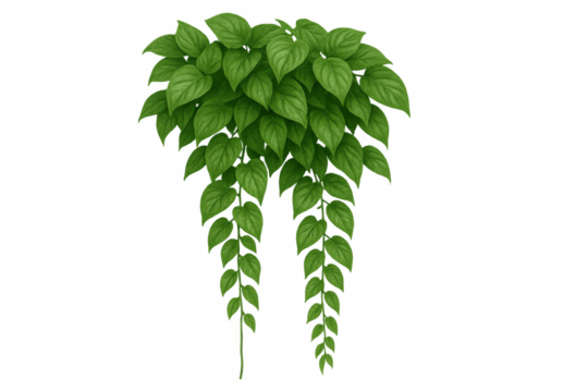 Green hanging plant creating a natural and fresh decoration element. Transparent background making it easy to use for design