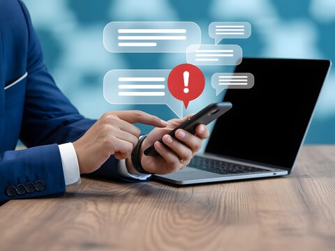 Business communication, smartphone alerts, and digital messages