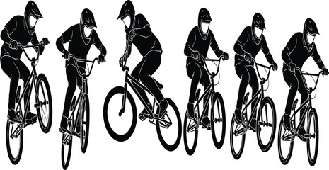 Fototapeta premium Sequence of a cyclist performing a jump on a bmx bike