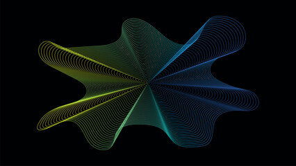 Neon Gradient Wave Line Abstract Shape, Futuristic Tech Flow Background