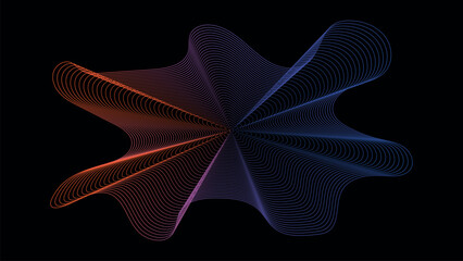 Neon Gradient Wave Line Abstract Shape, Futuristic Tech Flow Background