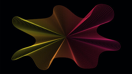 Neon Gradient Wave Line Abstract Shape, Futuristic Tech Flow Background