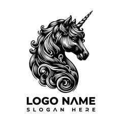 Elegant Unicorn Head Logo Vector Mystical Creature Design