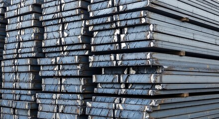 Stack of Industrial Metal Sheets: Raw Steel Plates for Construction and Manufacturing