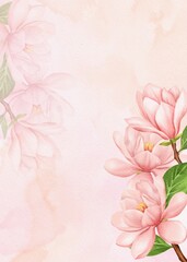 Watercolor Painting of Magnolia Flowers Background
