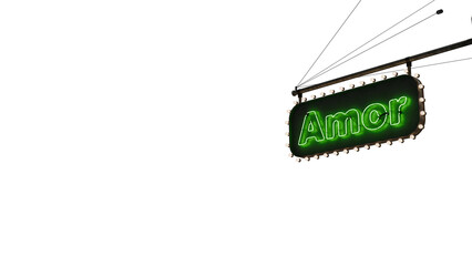 Cartel amor ne&oacute;n verde alfa.