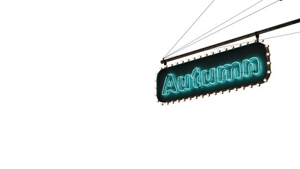 Cartel Autum ne&oacute;n celeste alfa.