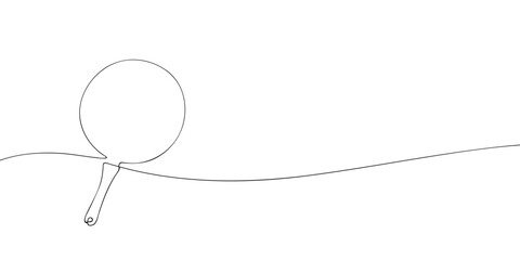 Continuous one line drawing of a frying pan. Minimal vector outline illustration of kitchen cookware utensil for cooking design, poster, or template with copy space
