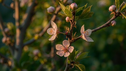 Fototapeta premium Blossoms in Twilight Hues Soft Petals Dancing in the Gentle Light of Eventide.