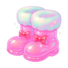 Fototapeta premium PNG Cute glossy pink boots illustration.