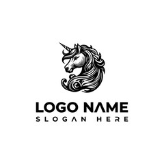 majestic unicorn head logo vector illustration for fantasy and mythical creature branding