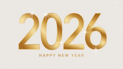Happy new Year 2026 gold Text number isolated Background

