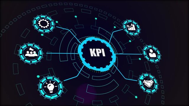 Key performance indicator digital dashboard, illustrating business analysis and success measurement through interconnected corporate data visualization. - Powered by Adobe