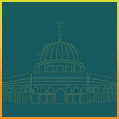 Dome of the Rock: A striking illustration of the iconic Dome of the Rock. Its golden dome and intricate architectural details stand out against a backdrop.
