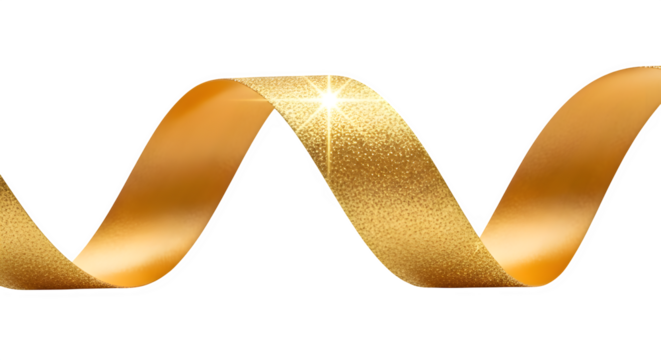 Shiny golden ribbon with a glittery texture for decoration use